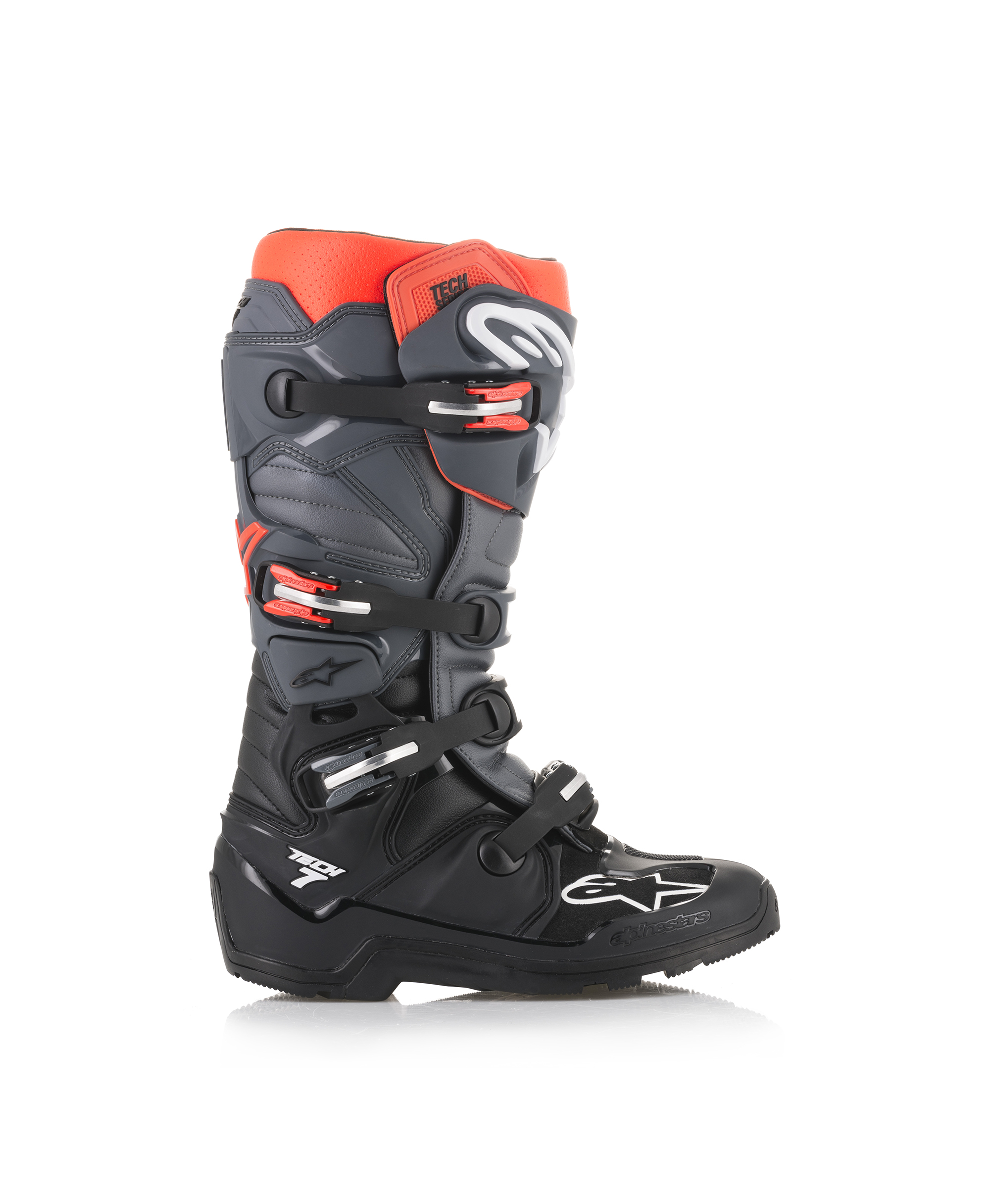 TECH 7 ENDURO BLACK GRAY RED FLUO